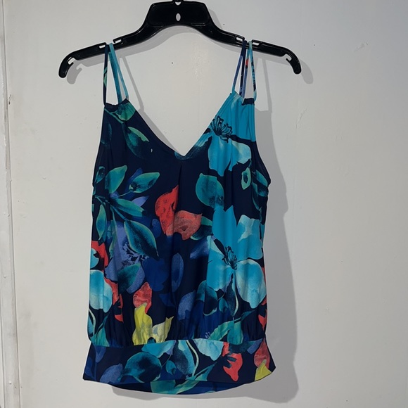 Calvin Klein Solid Blouson Tankini Navy Multi Sz S - Picture 3 of 12